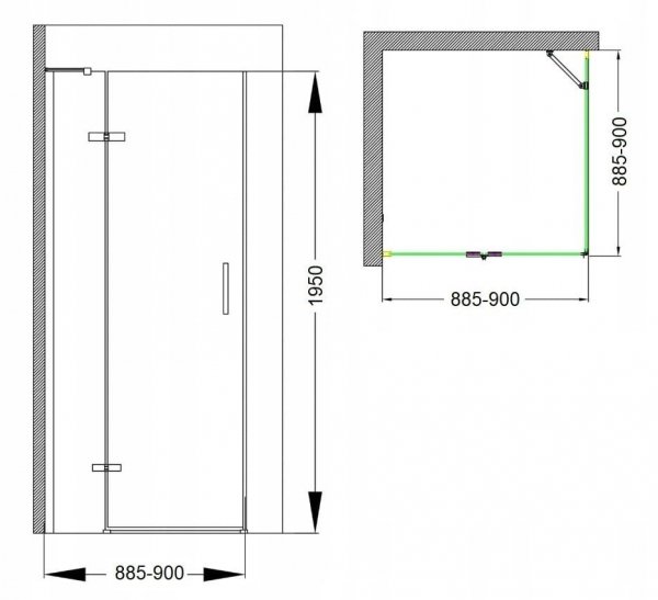 REIHE - kabina prysznicowa kwadratowa LEFO 90x90 drzwi składane CHROM  LE9090195TRCR