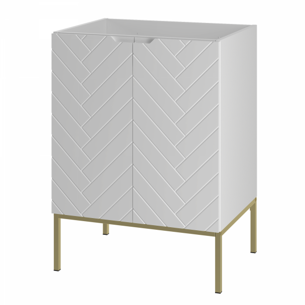 MEGSTYL Szafka Pod Umywalkę 2D 60cm Biały Mat Złoty Stelaż ASPEN-09 