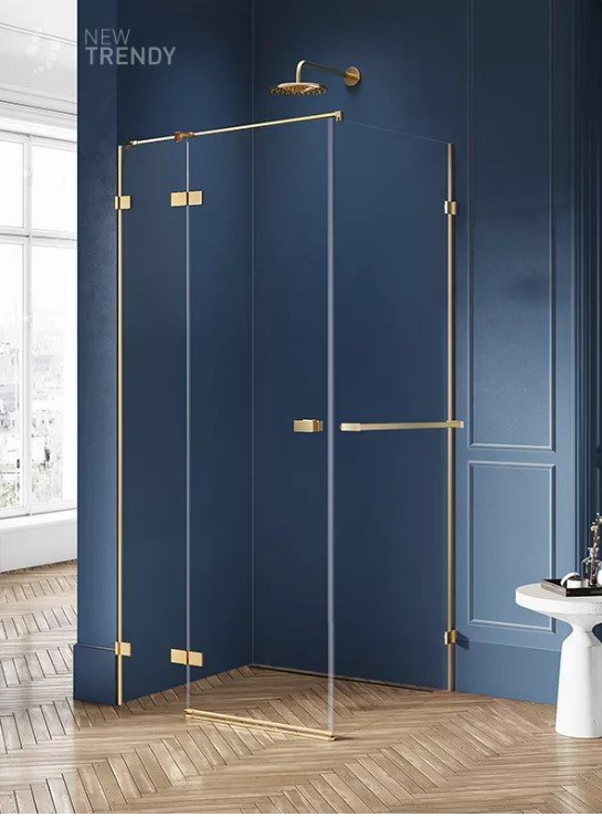 NEW TRENDY Kabina prysznicowa z uchwytem relingowym lewa AVEXA GOLD BRUSHED 90x120x200 EXK-3021