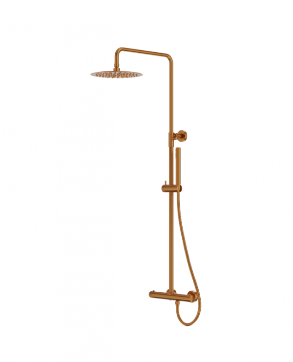 LAVITA Natynkowy zestaw prysznicowy termostatyczny z deszczownicą Orion Brushed Copper 