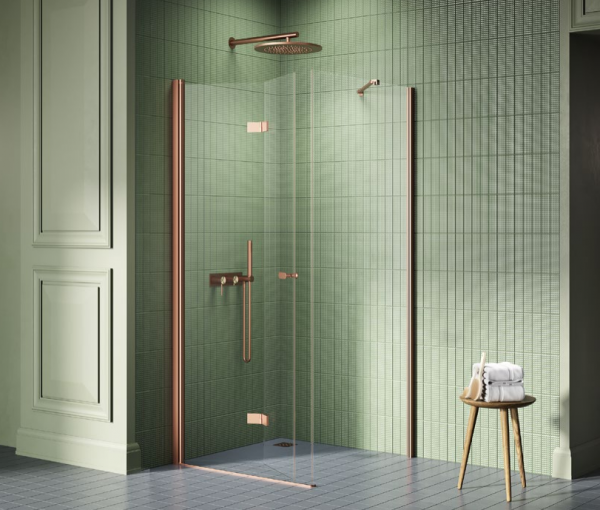 NEW TRENDY Kabina prysznicowa NEW SOLEO COPPER BRUSHED 1D 70x120x195 szkło czyste 6mm Active Shield - składane K-2032