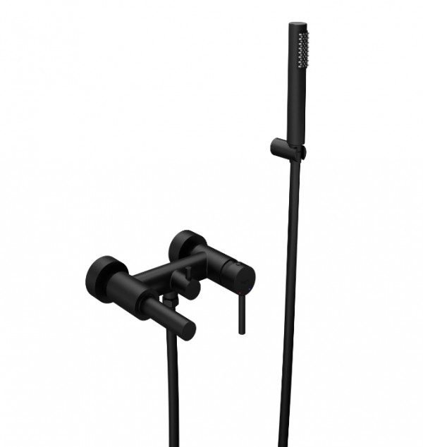 BESCO Bateria wannowa ścienna Zea czarny mat BW-ZS-CZ