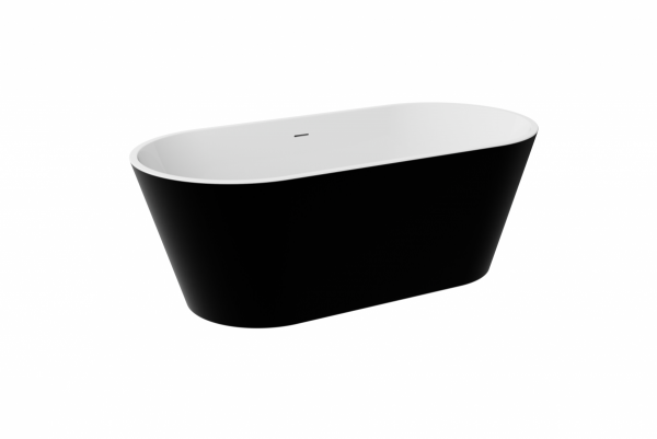 BESCO Wanna wolnostojąca Deeva Matt B&amp;W 150x75 + maskownica odpływu gun metal #WWA-150DMBM