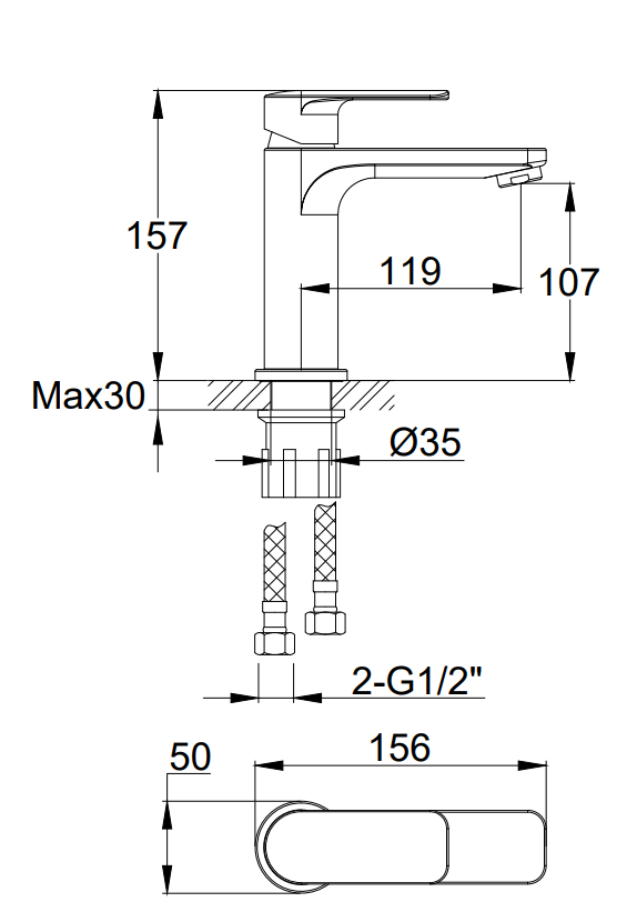 Kohlman Bateria umywalkowa TEXEN QB100T