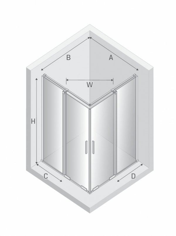 NEW TRENDY Kabina prysznicowa SMART GUNMETAL BRUSHED 2D prostokątna U 80x90x200 szkło czyste 8mm Active Shield 2.0 EXK-7910