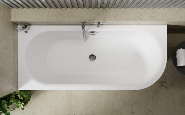 BESCO Wanna wolnostojąca przyścienna Avita A-line 160 L + syfon z napełnieniem biały #WAA-160ALBN