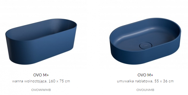 OMNIRES Komplet wanna 160cm z umywalką 55x36cm kompozyt OVO M+ midnight blue (MB)