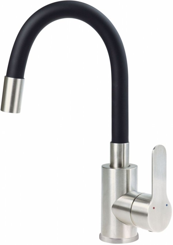 DEANTE Bateria umywalkowa z giętą wylewką LUPO nero/stal BLU_B240