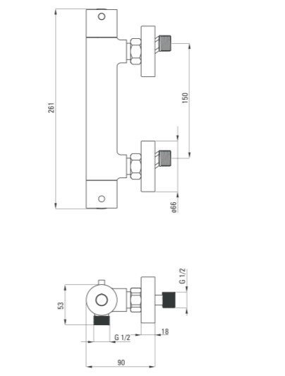 DEANTE - Bateria natryskowa termostatyczna BEGONIA ścienna  chrom  BCB 04BT