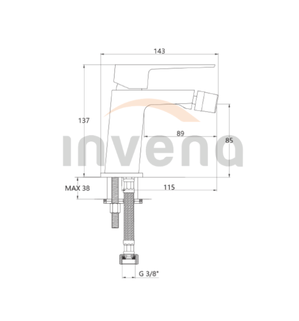 INVENA Bateria bidetowa PAROS chrom z korkiem klik-klak BB-09-001-A