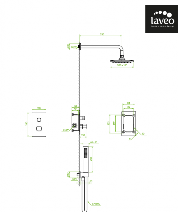 LAVEO Komplet zestaw natryskowy z baterią podtynkową TORES BVT_001P