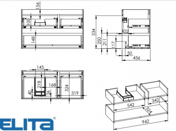 ELITA SZAFKA SPLIT 100 3S LEWA BLACK MATT 168159/RE011006157160