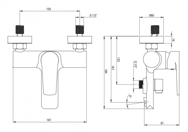 DEANTE Bateria wannowa ścienna TUBO BUT_010M