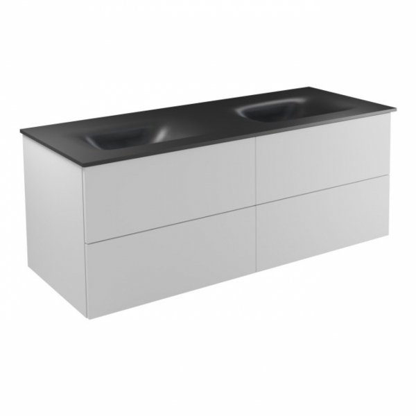 BESCO Szafka Akya Classic Biały Połysk 131 z umywalką gun metal + klik-klak biały #KAC-131-GMW
