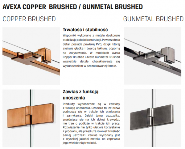 NEW TRENDY Drzwi prysznicowe AVEXA COPPER BRUSHED 120x200 EXK-3539