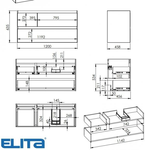 ELITA SZAFKA SPLIT 120 3S PRAWA FOREST GREEN MATT PDW 169024