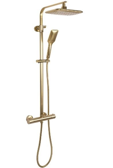 REA - Zestaw Prysznicowy TOM gold brush / złoty szczotkowany z termostatem