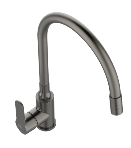 INVENA BATERIA ZLEWOZMYWAKOWA KSANTI PLUS Z RUCHOMĄ, 2F WYLEWKA, GRAFIT BZ-37-005-L
