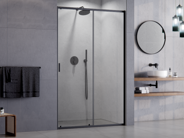 BESCO Drzwi prysznicowe przesuwne Zarya Black 120 DZB-120