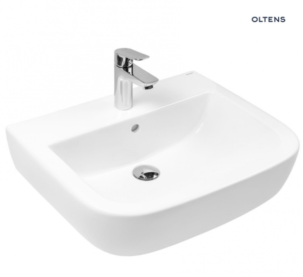 Oltens Vernal umywalka 37x24,5 cm wisząca lewa z powłoką SmartClean biała 41504000