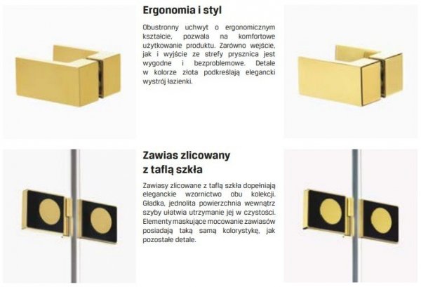 NEW TRENDY Kabina przyścienna AVEXA GOLD SHINE 90x120x200 EXK-2135/EXK-2105 POLSKA PRODUKCJA