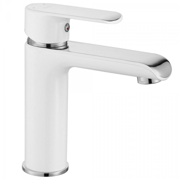 REA - Bateria umywalkowa BLOOM White-Chrom/Biało-Chrom niska