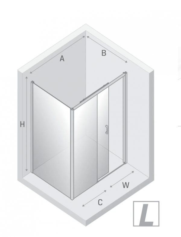 NEW TRENDY Kabina prysznicowa Prime 110x90, drzwi przesuwne, wejście od strony ściany  K-1202/K-1230