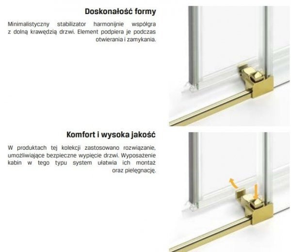 NEW TRENDY Kabina prysznicowa drzwi podwójne przesuwne PRIME LIGHT GOLD 70x70x200 D-0414A/D-0415A