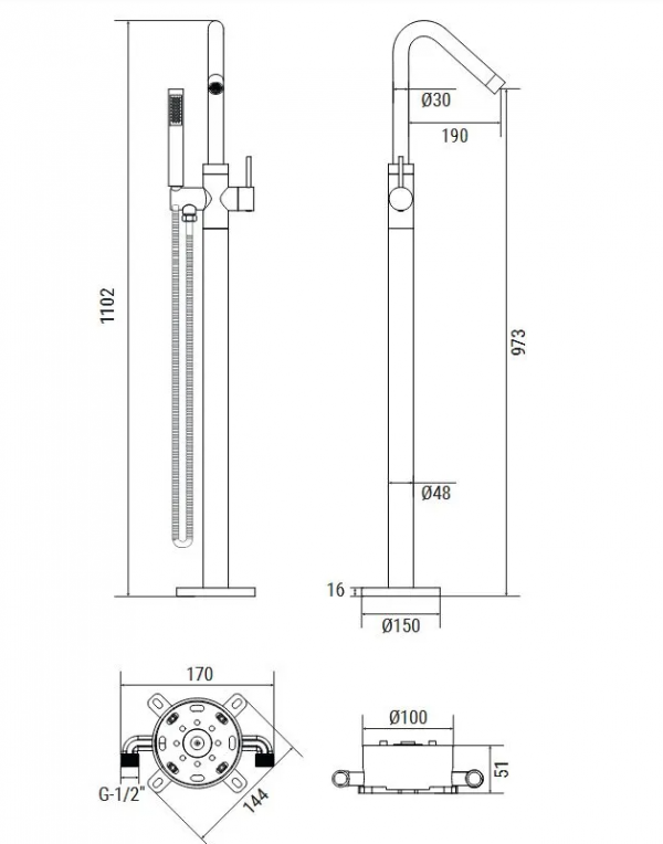 BESCO Bateria Wannowa Wolnostojąca Veo 3.0 ColdMode BW-V3-MS