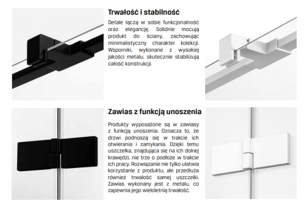 New Trendy Kabina prysznicowa przyścienna AVEXA BLACK 80x100x200 EXK-2598/EXK-2628