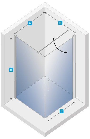 New Trendy - Kabina prysznicowa kwadratowa NEGRA drzwi pojedyncze / Linia Platinium