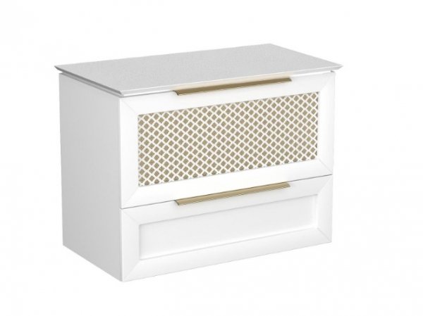KROFAM - Szafka pod umywalkę CHIC 100cm,  2 szuflady, biały satyna/złoto  CH2 9970-0/43Z-W