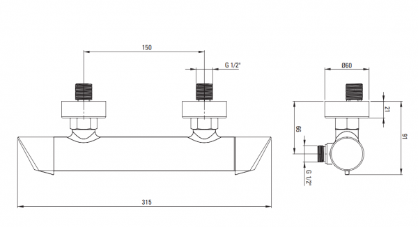 DEANTE Bateria prysznicowa ścienna ARNIKA BQA_040M