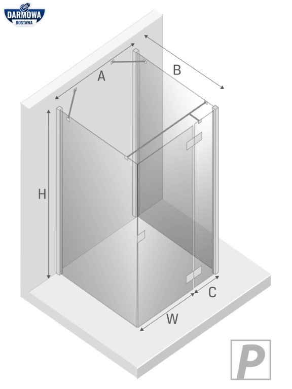 NEW TRENDY Kabina prysznicowa przyścienna drzwi uchylne REFLEXA BLACK 120x70x200 POLSKA PRODUKCJA 
