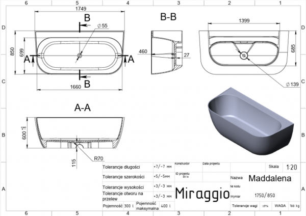MIRAGGIO Wanna MADDALENA MIRASOFT 175x85 0002474