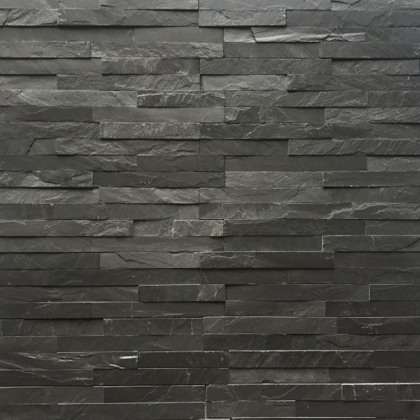 CAPITILE  - Panel ścienny Łupek Czarny - kamienny Stackstone Black Slate łupany, naturalny 10x36x0,8-1,3 cm /opakowanie 0,396m2/