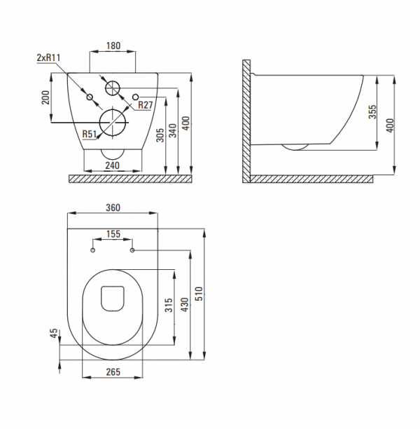 DEANTE MISKA WISZĄCA BEZKOŁNIERZOWA PEONIA ZERO NEW NERO CDE_NZPW