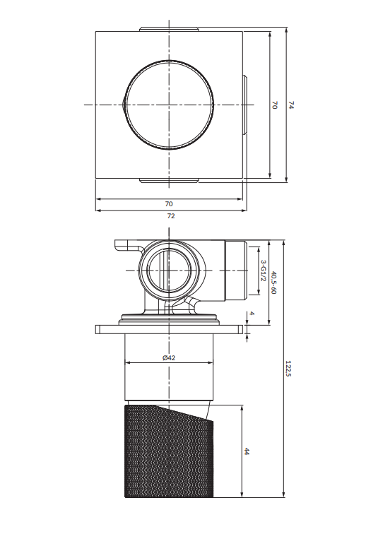 OMNIRES Bateria prysznicowa podtynkowa CONTOUR antracyt  CT8045AT