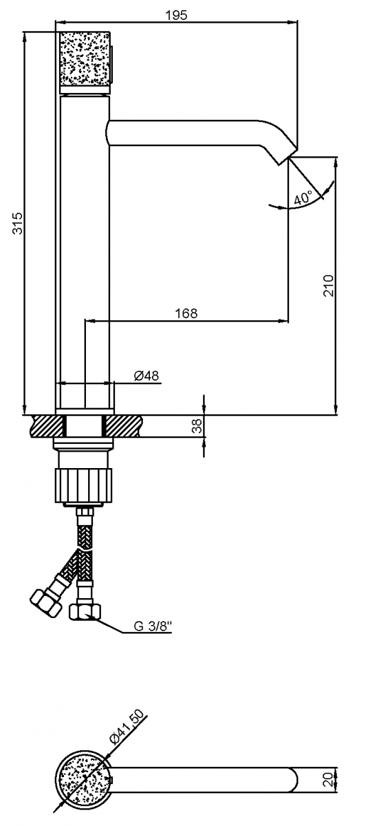 INVENA - Bateria umywalkowa wysoka GABRO PLUS chrom  BU-3P-W01-V