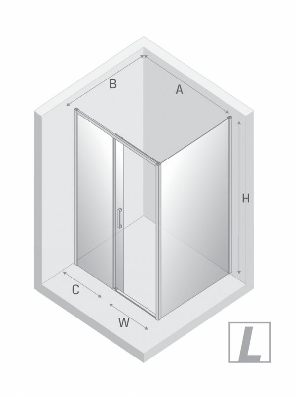 NEW TRENDY Kabina prysznicowa PRIME GUNMETAL BRUSHED 1D prostokątna L 110x90x200 szkło czyste 6mm Active Shield 2.0 D-0887A/D-0354B