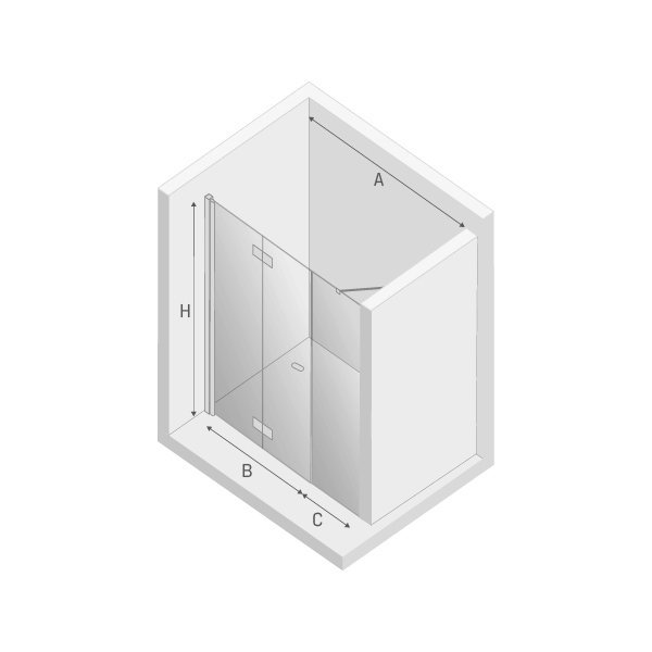 NEW TRENDY Drzwi wnękowe prysznicowe składane NEW SOLEO PLUS 140x195  PL PRODUKCJA