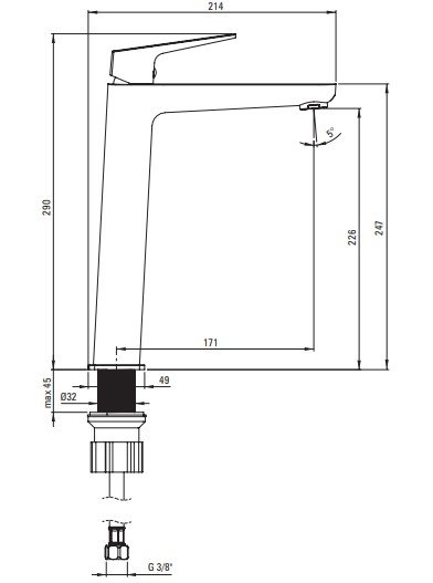 DEANTE - Bateria umywalkowa wysoka BLUR Titanium BQL_D20K 