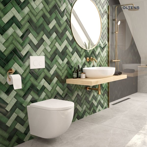OLTENS Zestaw Oltens Hamnes Stille miska WC wisząca PureRim z powłoką SmartClean z deską wolnoopadającą biały 42523000 