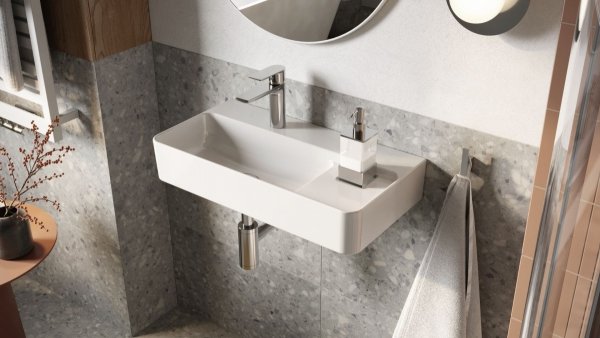 EXCELLENT Ness umywalka wisząca/nablatowa 60x31 cm prostokątna z otworem na baterię,biały połysk CENL.3519.600.WH