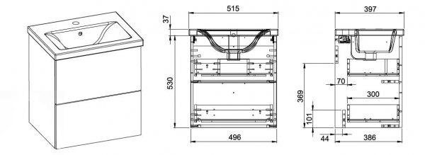 AQUAFORM - Set FRAME 50 2S zestaw szafka + umywalka WHITE/BIAŁY  169181