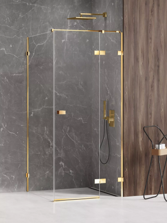 NEW TRENDY Kabina prysznicowa drzwi uchylne AVEXA GOLD SHINE Linia Platinium 80x80x200 EXK-1646/EXK-1647