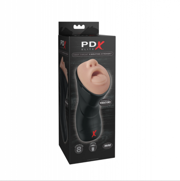 Masturbator Pipedream PDX Elite Deep Throat Vibrating Stroke Light Light