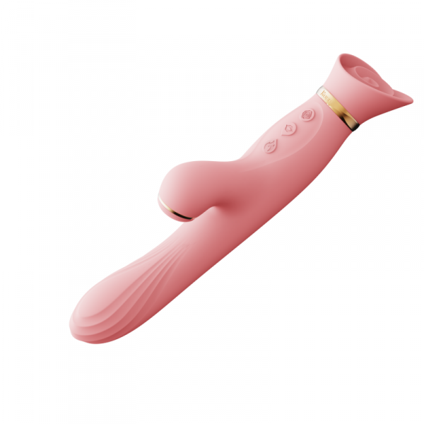 Rozgrzewający się wibrator z główką w kształcie róży Zalo Rose Vibrator Strawberry Pink