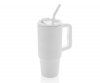 Kubek termiczny stalowy 900 ml Ice Fit z rączką i metalową słomką biały White Dream z Twoim grawerem
