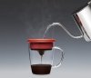 Kubek z zaparzaczem do kawy 350 ml PAO Duo Dripper biało-czerwony